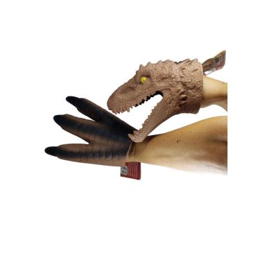 Imagem de Kit Fantoches Dinossauro T-rex Marrom garra e cabeça 2 peças