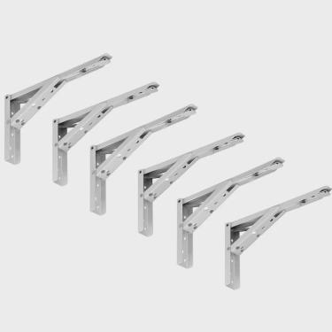 Imagem de Kit 03 Pares Suporte Para Mesa Dobrável Retrátil 30 cm H02 Mão Francesa Branco - Lyam