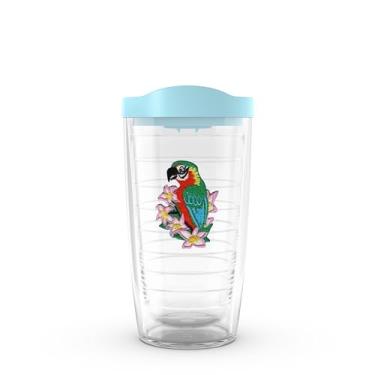 Imagem de Tervis Coleção Birds of the Tropics Made in USA Copo de viagem isolado de parede dupla mantém as bebidas frias e quentes, 473 ml, arara tropical