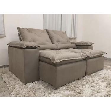 Imagem de Sofá retrátil e reclinável 2m Elegance bege - braço almofada