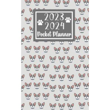 Imagem de 2023 2024 pocket planner For Purse Dog Lovers: 2 year Pocket Calendar January 2023 to December 2024 | 24 Months Monthly Planner & Organizer For Purse ... with Federal Holidays | Cute Dogs Pattern