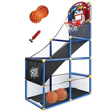 Imagem de Conjunto de jogos de basquete infantil Joyin com 4 bolas e aro para crianças brincadeiras esportivas ao ar livre em ambientes fechados - fácil configu
