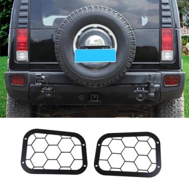 Imagem de PIUGILH Tampa traseira de farol de neblina capa de acabamento para Hummer H2 2003-2007, abajures protetor adesivo decorativo acessórios de carro (Sytle B)