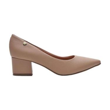 Imagem de Sapato Feminino Scarpin Salto Robusto Vizzano, Bege, 36