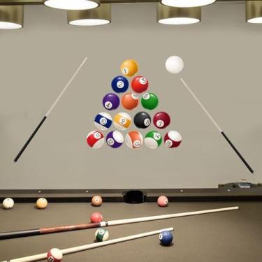 Imagem de PLIGREAT Coloful Adesivos de parede de bilhar, bolas realistas, adesivos de parede de vinil para decoração de mesa de sinuca para sala de jogos, quarto, berçário, sala de estar, decoração interna, 90