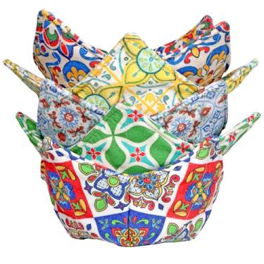 Imagem de CIPIMEY Suportes aconchegantes de algodão para microondas, seguros para micro-ondas, tigela confortável, tigela aconchegante (azulejo)