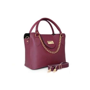 Imagem de Bolsa feminina com alça de corrente e alça transversal removível (Bordo)