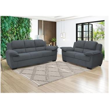 Imagem de Conjunto de Sofás 2 e 3 Lugares Carmel Linoforte, Grafite, 3 e 2 lugar