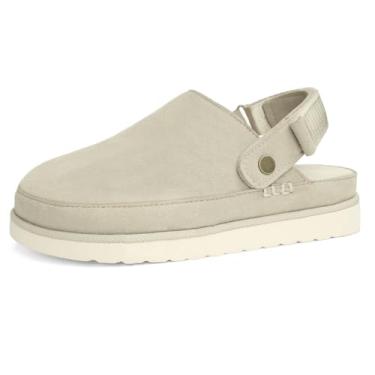 Imagem de Miggliacci Tamancos Femininos De Plataforma De Camurça Genuína Com Tira Ajustável, Suporte De Arco De Espuma Viscoelástica Confortável, Mules E Tamancos Goldenstar Para Mulheres Em Ambientes Intern