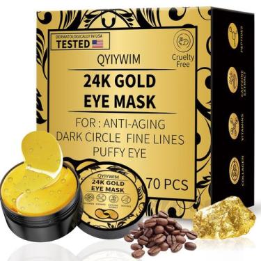 Imagem de Tapa-olhos Qyiywim 24K Gold 70 unidades para tratamento de olhos incha