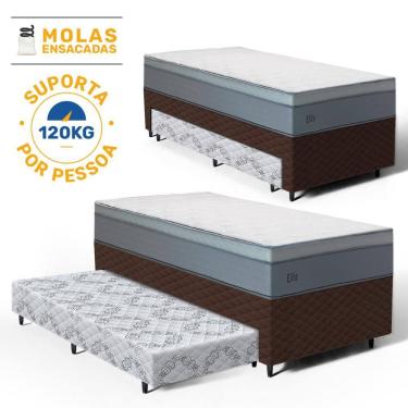 Imagem de Cama Box com Colchão de Molas Ensacadas Pillow In Elite + Auxiliar de Espuma Unique Solteiro 88cm