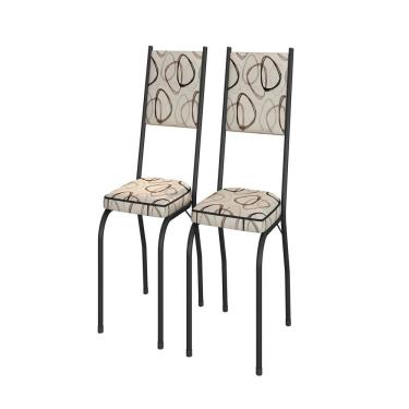 Imagem de Kit com Duas Cadeiras de Cozinha 90cm X 43cm X 34cm Preto/Madeira Cedro