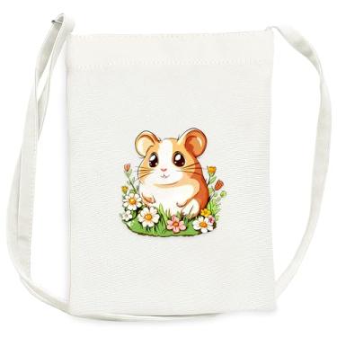 Imagem de BJDAMAI Mini bolsa de lona para adolescentes e meninas, pequena bolsa com alça de ombro para celular, chaves, batom, moeda!, Hamster