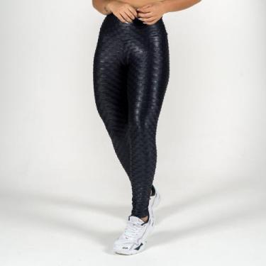 Imagem de Calça Legging Fitness Feminina Cirre Relevo Preto - Vialeza Fitness, M