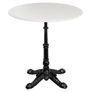 Imagem de Base de Mesa Apus em Ferro Preto 75 cm (Alt) Tampo MDP Redondo Branco 