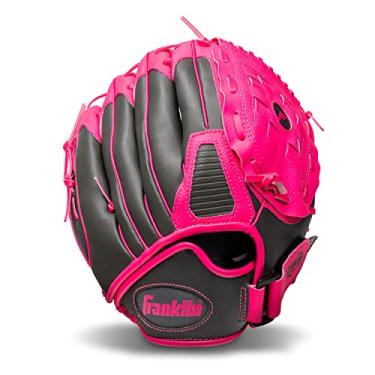 Imagem de Franklin Sports Luvas de beisebol infantis – RTP infantil luva de camiseta + conjunto de bola – meninos + meninas – Criança + criança – arremesso para mão direita – rosa – 26,6 cm