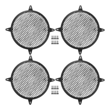 Imagem de ACROPIX Capa universal para grades de alto-falante de carro de 25,4 cm de tela para alto-falante de áudio de 25,4 cm com parafusos de montagem ABS preto - pacote com 4