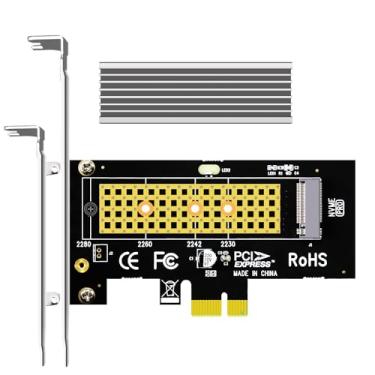Imagem de GLOTRENDS Adaptador M.2 PCIe X1 com dissipador de calor M.2 e parafuso para SSD M.2 PCIe NVMe SSD, apenas a largura de banda PCIe X1, compatível com pista PCIe 4.0/3.0/2.0, instalação de PC desktop (PA09-X1-HS)