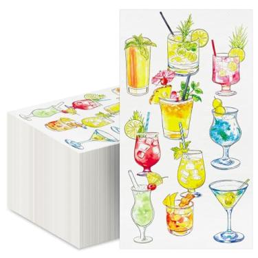 Imagem de FYSUIMU Guardanapos de hóspedes para bebidas de verão, 100 peças, guardanapo de papel descartável para jantar, toalha de mão, para banheiro, festa, suprimentos de mesa
