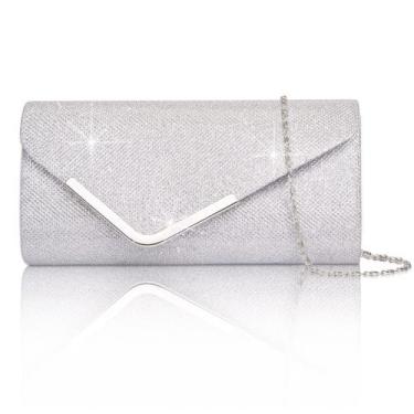 Imagem de Bolsa Clutch Purse Larcenciel, envelope de lantejoulas prateadas para 