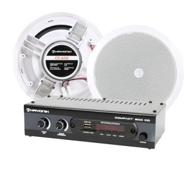 Imagem de HAYONIK, Kit de Som Ambiente com 1 Amplificador Compact 200 OD e 2 Arandelas CS-630, 200W, Arandela de 6", 2 Pontos de Fixação, Proteção UV