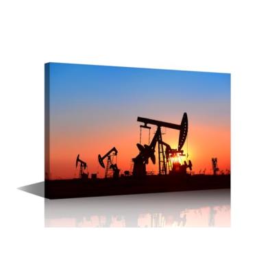 Imagem de Arte de parede emoldurada 1 painel unidade de bombeamento de feixe no trabalho imagens impressão em tela decoração contemporânea arte de parede para sala de estar quarto decoração esticada emoldurada