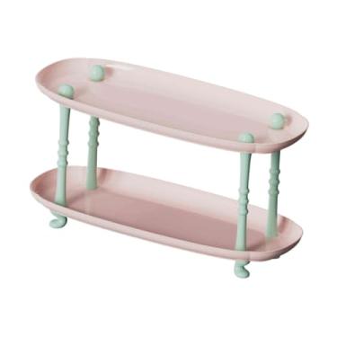 Imagem de WeiLaiKeQi Organizador de mesa, prateleira de armazenamento de, bandeja de penteadeira elegante multiuso, organizador de maquiagem para cômoda, Rosa