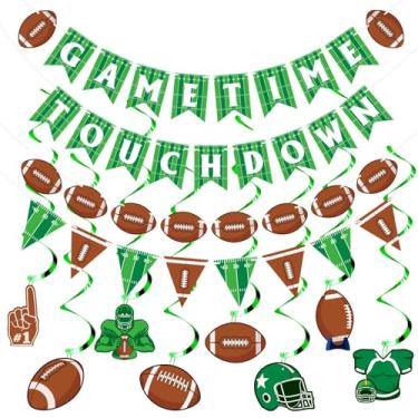 Imagem de Football Hanging Swirl Banner Decorations Supplies Include Game Time Touch Down Banner Pennant Banner Hanging Spirals for Sport Tailgate Game Day Birthday Party