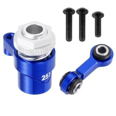 Imagem de BRKRC Braço servo economizador de alumínio 7075 RC 25T com elo de arrasto de direção para Tra-xxas 1/16 Mini Maxx 2S 1/10 4WD Ford GT 4-TEC 2.0 3.0 RC Car Upgrade (azul)