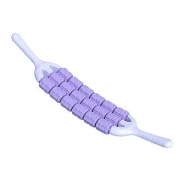 Imagem de rockible Rolo de massagem com bastão, rolo muscular, três fileiras, treinamento, ferramenta portátil de massagem para coxas, panturrilhas, costas, nádegas, Roxo