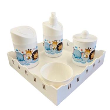 Imagem de Kit Higiene Bebê Safari Hora Do Sono C/bandeja MDF - Dóia Kids, Quadra