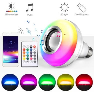 Imagem de Lâmpada de Música, Lâmpada LED Inteligente que Mudam de Cor Com Sincronização Música RGBW Bluetooths 24 Teclas Remotas, Domésticas LED