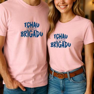 Imagem de Camiseta Algodão Unissex Casal Country Estampa Tchau Brigadu Modinha R