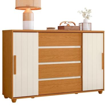 Imagem de Cômoda Evidenza 2 Portas E 4 Gavetas Cinamomo-off White - Móveis Albatroz Cinamomo-off White