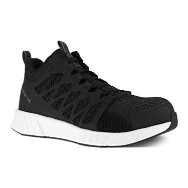 Imagem de Reebok Bota de trabalho masculina RB4316 Fusion Flexweave Safety Composite Toe Athletic Mid Cut Preto e Branco Bota industrial e de construção, 42, Preto, 44