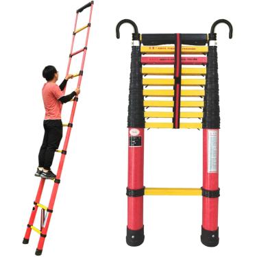 Imagem de Escada Telescópica Escada Retrátil De Fibra De Vidro Escadas De Extensão Telescópicas Não Condutoras E Dobráveis Com Gancho Para Acesso Ao Escritório Doméstico Loft, Onecolor, 5 M/16.4 ft