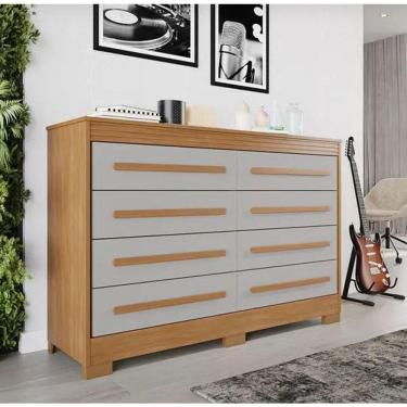 Imagem de Cômoda Califórnia 8 Gavetas 100% Mdf Cinamomo/off - Benetil