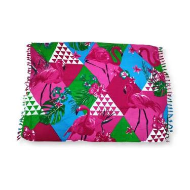 Imagem de Canga Saída de Praia Tecido Viscose Estampa Flamingo - Sarat Moda Indi