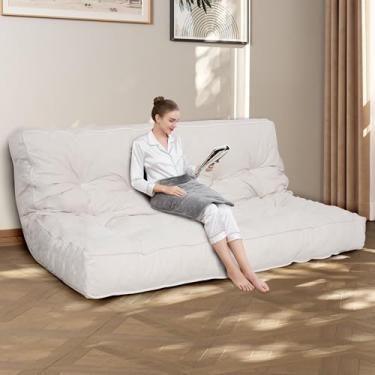 Imagem de KOZIDO Colchão futon casal de 20 cm, colchão dobrável extragrosso, enchimento de espuma desfiada para adultos/adolescentes/animais de estimação sem necessidade de montagem - bege (moldura não incluída