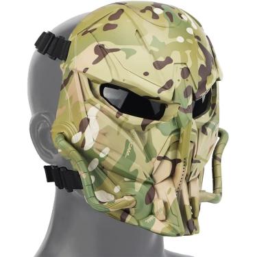 Imagem de Máscara De Airsoft Crânio Máscara Tática Facial Completa, Com Lente De Pc Anti-impacto Modo Duplo Design De Uso Alça De Ombro Ajustável, cp, 21 * 12 * 23cm