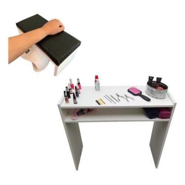 Imagem de Kit De Mesinha P/ Salão Manicure + Apoio De Pulso/mão Preto - Decoraçã