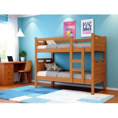 Imagem de Beliche solteiro com 2 colchões quarto criança adolescentes cor nature