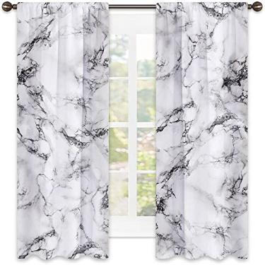 Imagem de Cortinas blecaute de mármore – Cortinas de quarto e sala de estar com isolamento térmico, economia de energia e redução de ruído, L 106 x C 213 cm