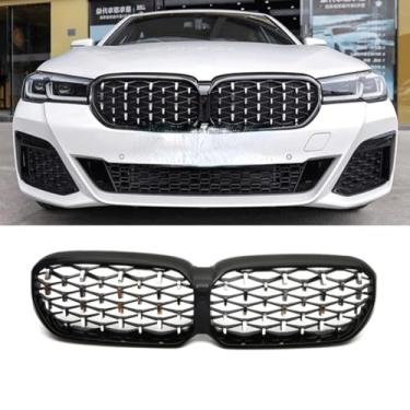 Imagem de Grade de para-choque de carro tiras decorativas kit de corpo de grade de corrida grade de para-choque dianteiro para série 5 G30 2021-2023 parte externa