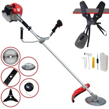 Imagem de Roçadeira À Gasolina Anmax CG520P-TB 2T 52cc 2,2HP 10.000rpm Com Lâmina Facão + Lâmina 3 Pontas + Lâmina 40 Dentes + Disco Escova de Aço + Carretel