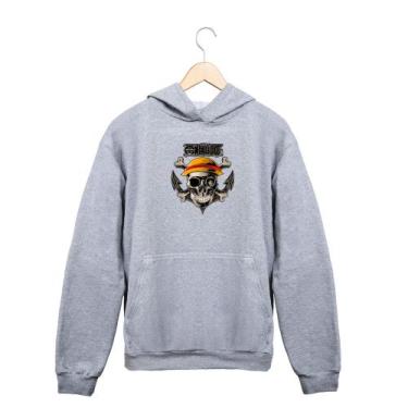 Imagem de Blusa Moletom Anime One Piece Caveira Luffy Top - Moletons, Cinza, Cav