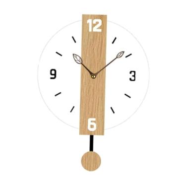 Imagem de Fenteer Relógio de parede elegante, decoração artesanal, arte, fácil leitura com pêndulo, relógio pendurado para interior, escritório, hotel, cozinha,