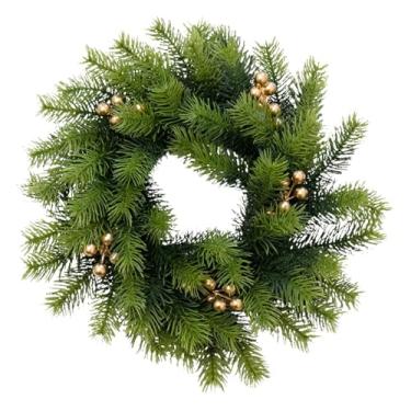 Imagem de predolo Guirlanda de pinheiros verdes artificiais, decoração de Natal, bolas douradas, guirlanda de verão para porta, pátio de festival, restaurante de