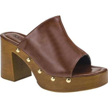 Imagem de Tamanco Feminino Salto Alto Grosso Bloco Tachas Meia Pata - LAZZLU, Ca