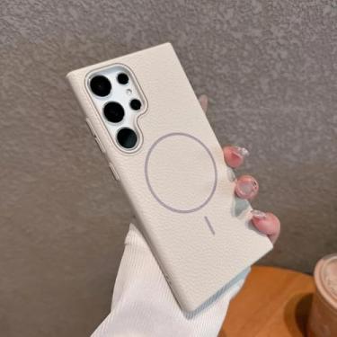 Imagem de YOGISU Capa de couro TPU com carregamento sem fio e capa magnética de silicone para Samsung S25Plus (para Samsung S25Plus/WH)